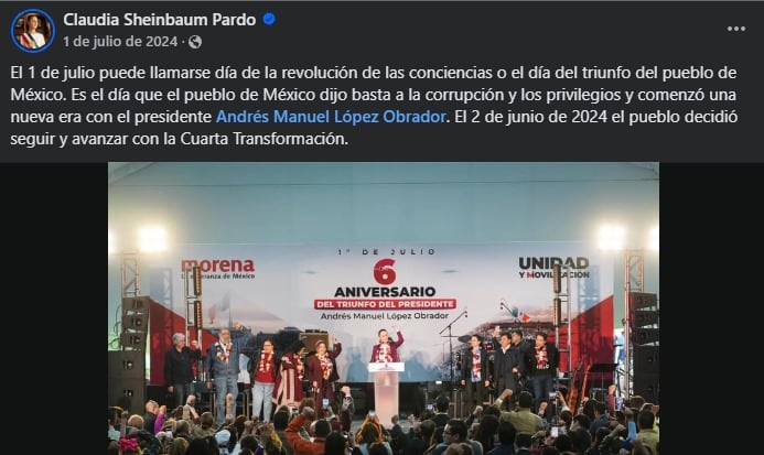 ¿Qué es el día de la revolución de las conciencias? Lo que Claudia Sheinbaum celebra el 1 de julio