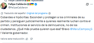 Felipe Calderon reacciona a Maru Campos