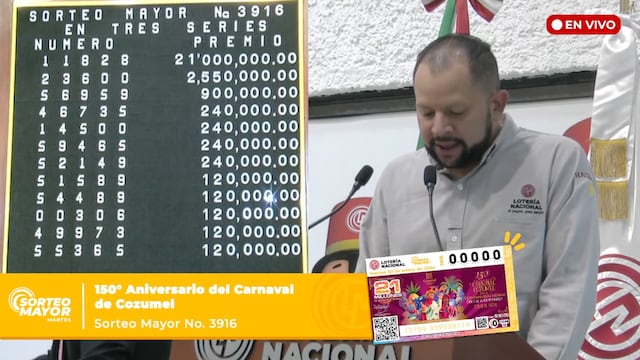 Resultados Sorteo Mayor 3916 de Lotería Nacional: estos son los ganadores