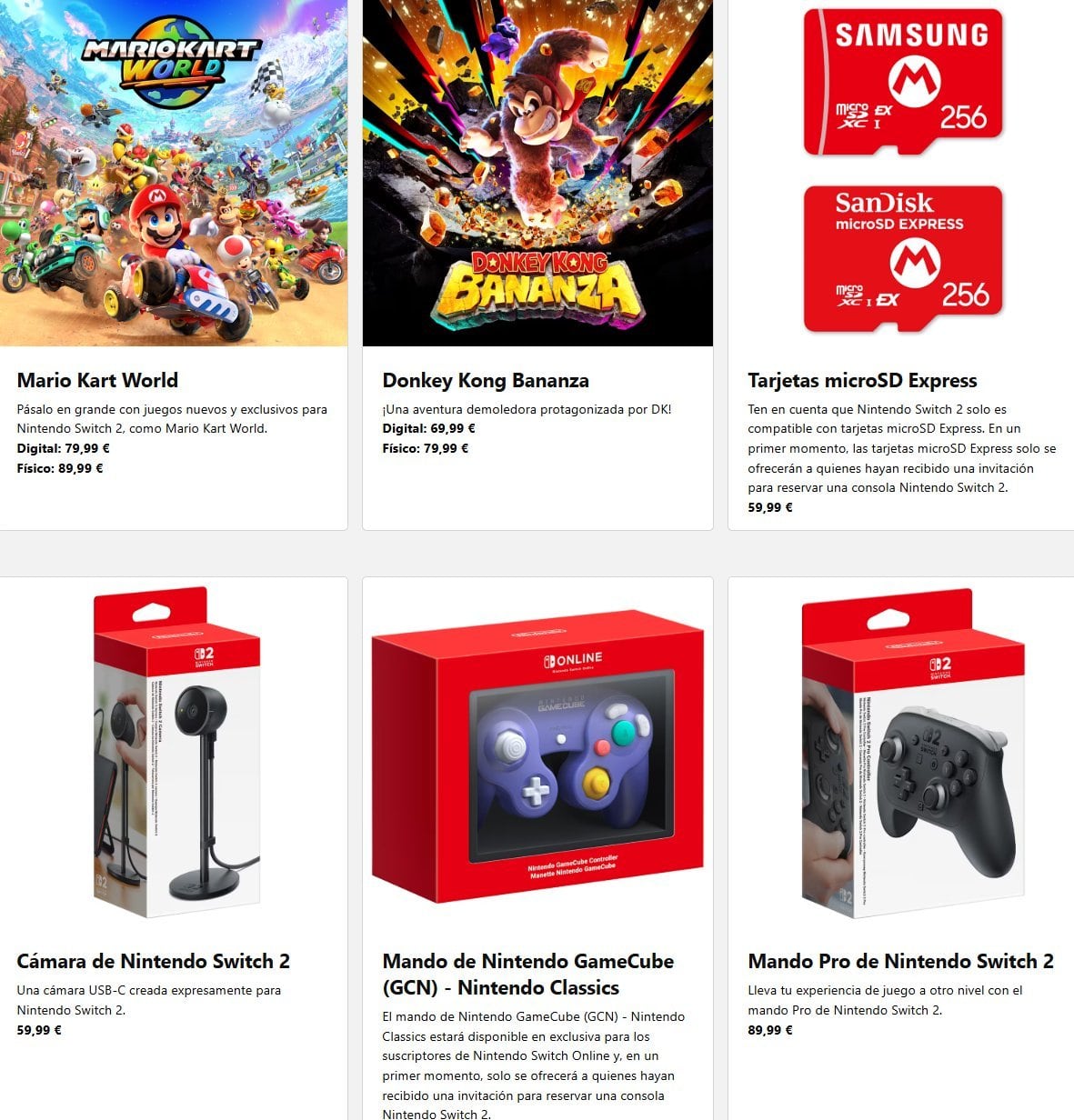 Precios de la Nintendo Switch 2