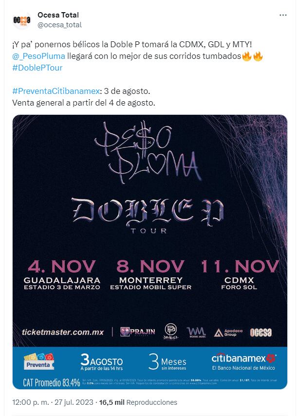 Confusión por concierto de Peso Pluma