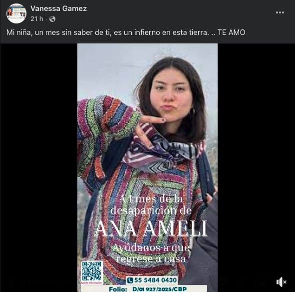 Vanessa Gamez, mamá de Ana Ameli García, vive “el infierno en la tierra” a un mes de ka desaparición