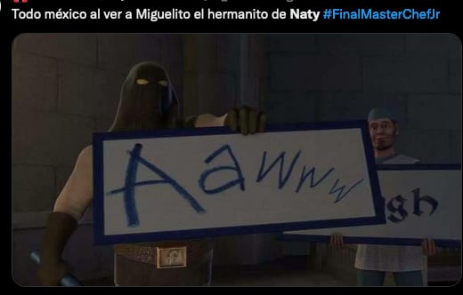 Meme de Naty y su hermano Miguelito en MasterChef Junior 2022.