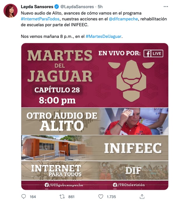 Layda Sansores adelanta que hay otro audio más de Alejandro Moreno Cardenas