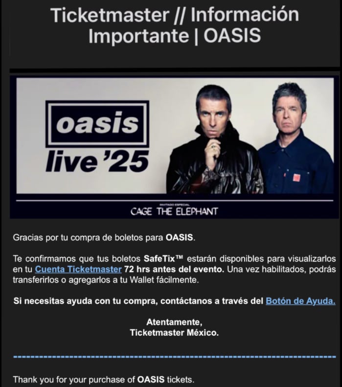 Los boletos de Oasis estarán disponibles 72 horas antes de sus conciertos