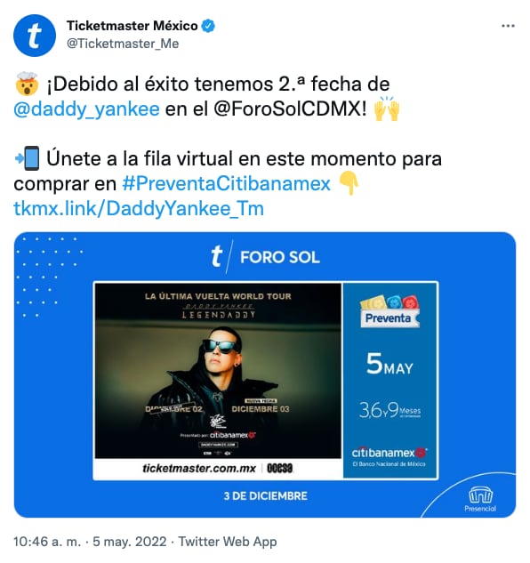 Daddy Yankee abre segunda fecha en CDMX