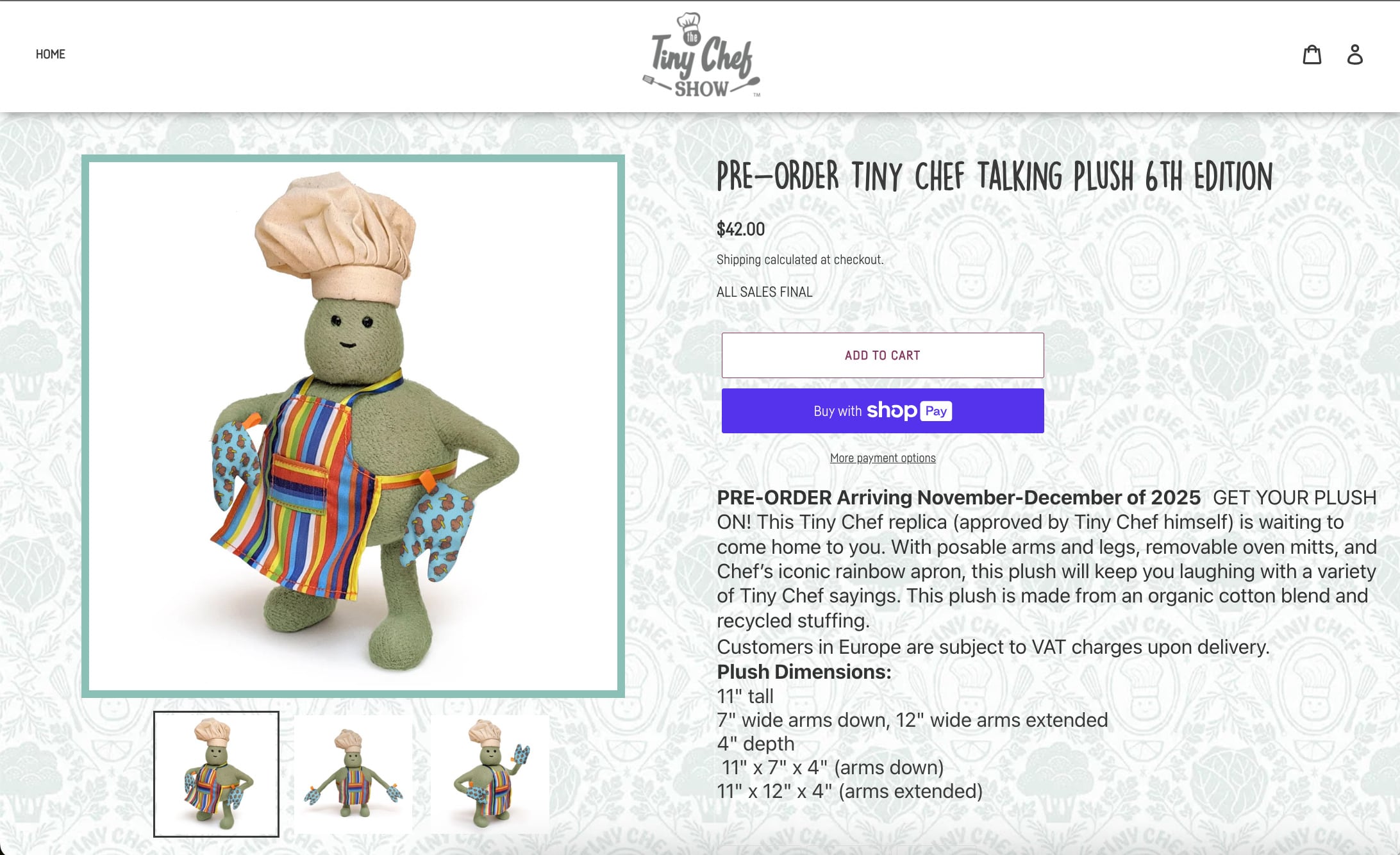 Peluche de Tiny Chef