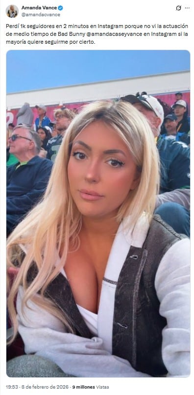 Amanda Vance ignora a Bad Bunny Super Bowl 2026
