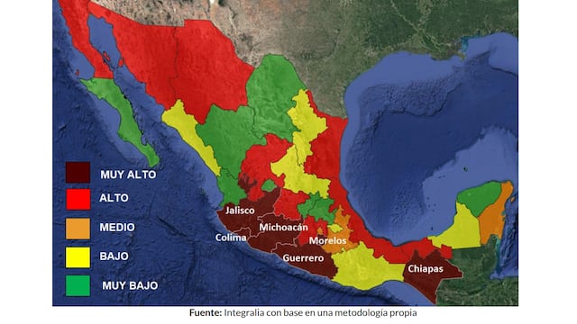 Mapa de riesgo de intervención en las elecciones 2024 por el crimen organizado