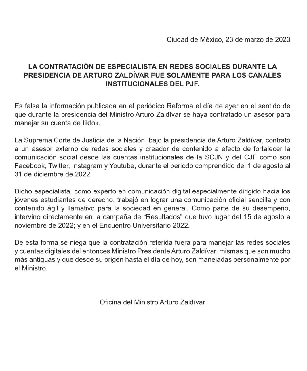 SCJN contrató a experto en TikTok para cuentas institucionales