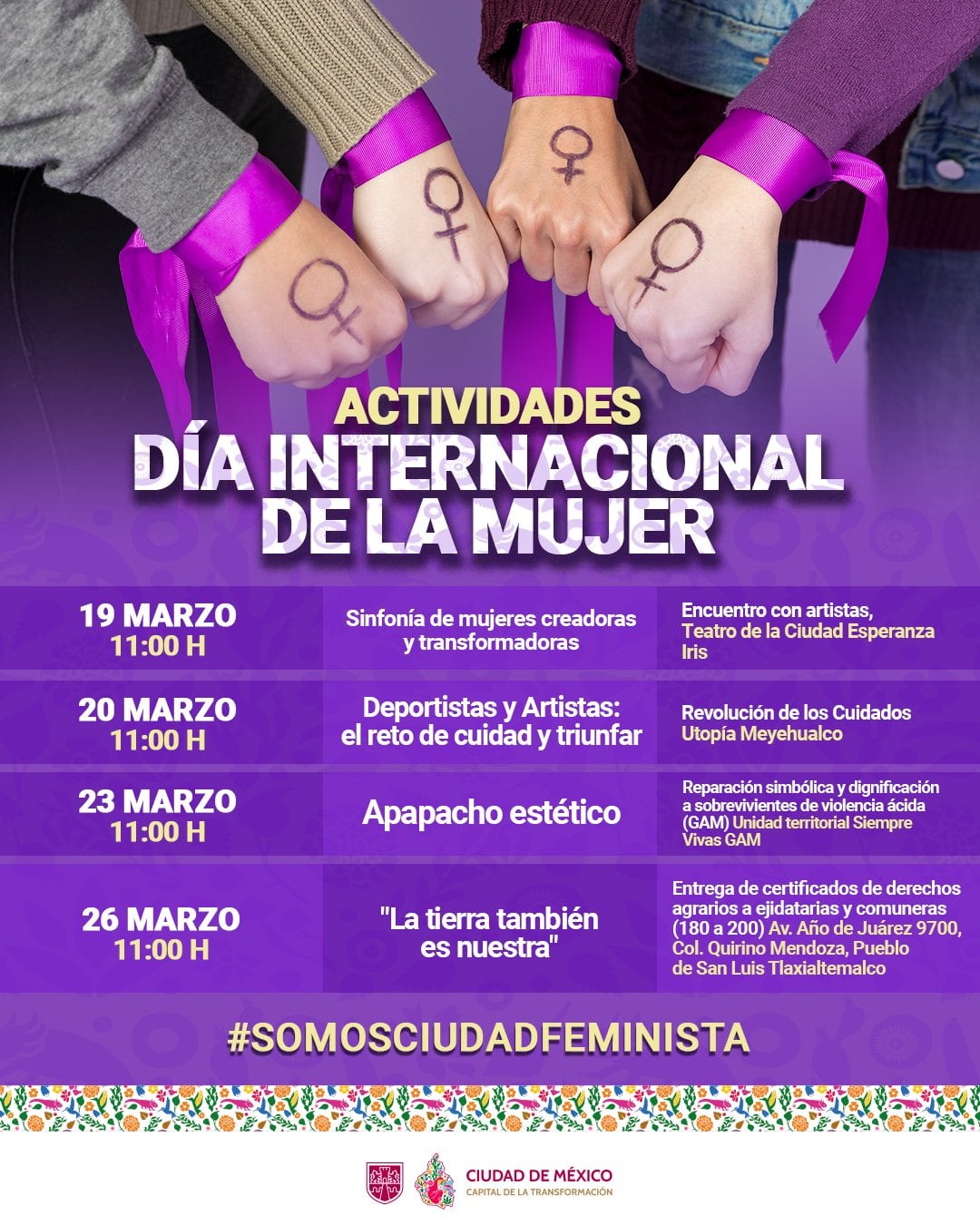 Actividades en CDMX por el Día Internacional de la Mujer