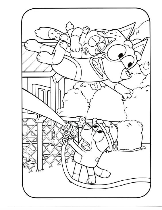 Dibujos de Bluey en la lluvia para colorear