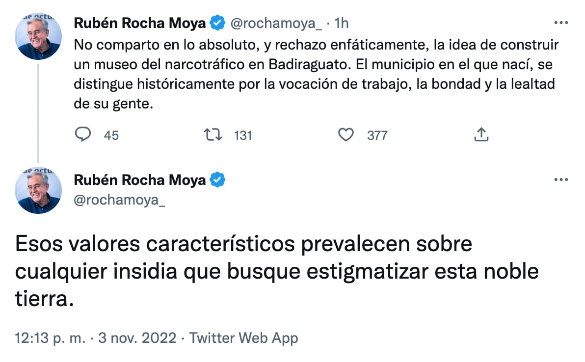 Rubén Rocha rechaza la construcción del Museo del Narcotráfico en Badiraguato, Sinaloa