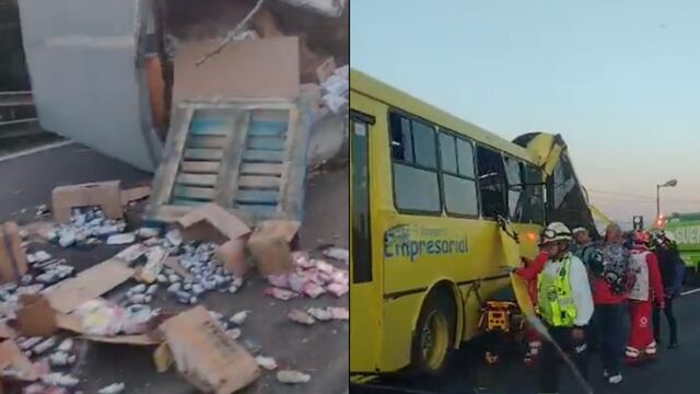 Carretera México-Toluca, reportan afectación vial por choque de camión contra camioneta particular