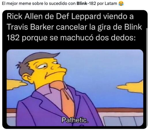 Memes culpan a Travis Baker por la cancelación de los conciertos de Blink 182