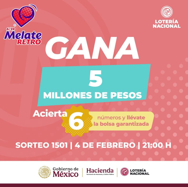Resultados Sorteo Melate Retro 1501 de Lotería Nacional: Estos son los números ganadores