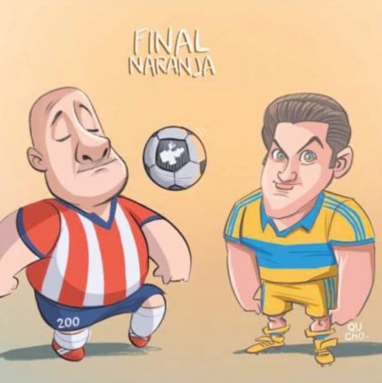 Samuel García comparte alucinante caricatura con Enrique Alfaro por el “Clásico Naranja” de Chivas vs Club Tigres