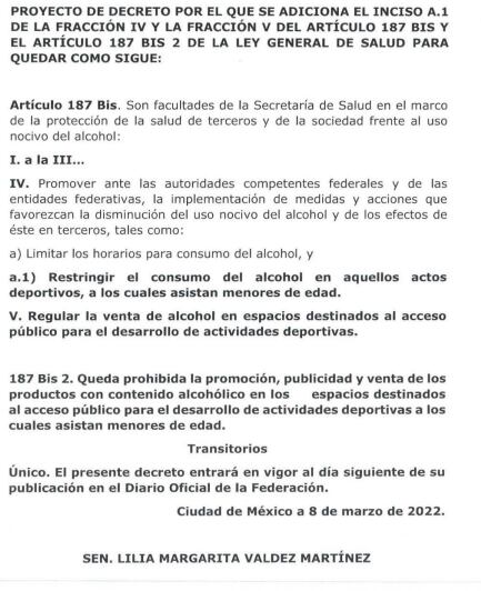 Iniciativa sobre venta de cervezas