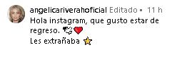 Con este mensaje Angélica Rivera vuelve a Instagram.