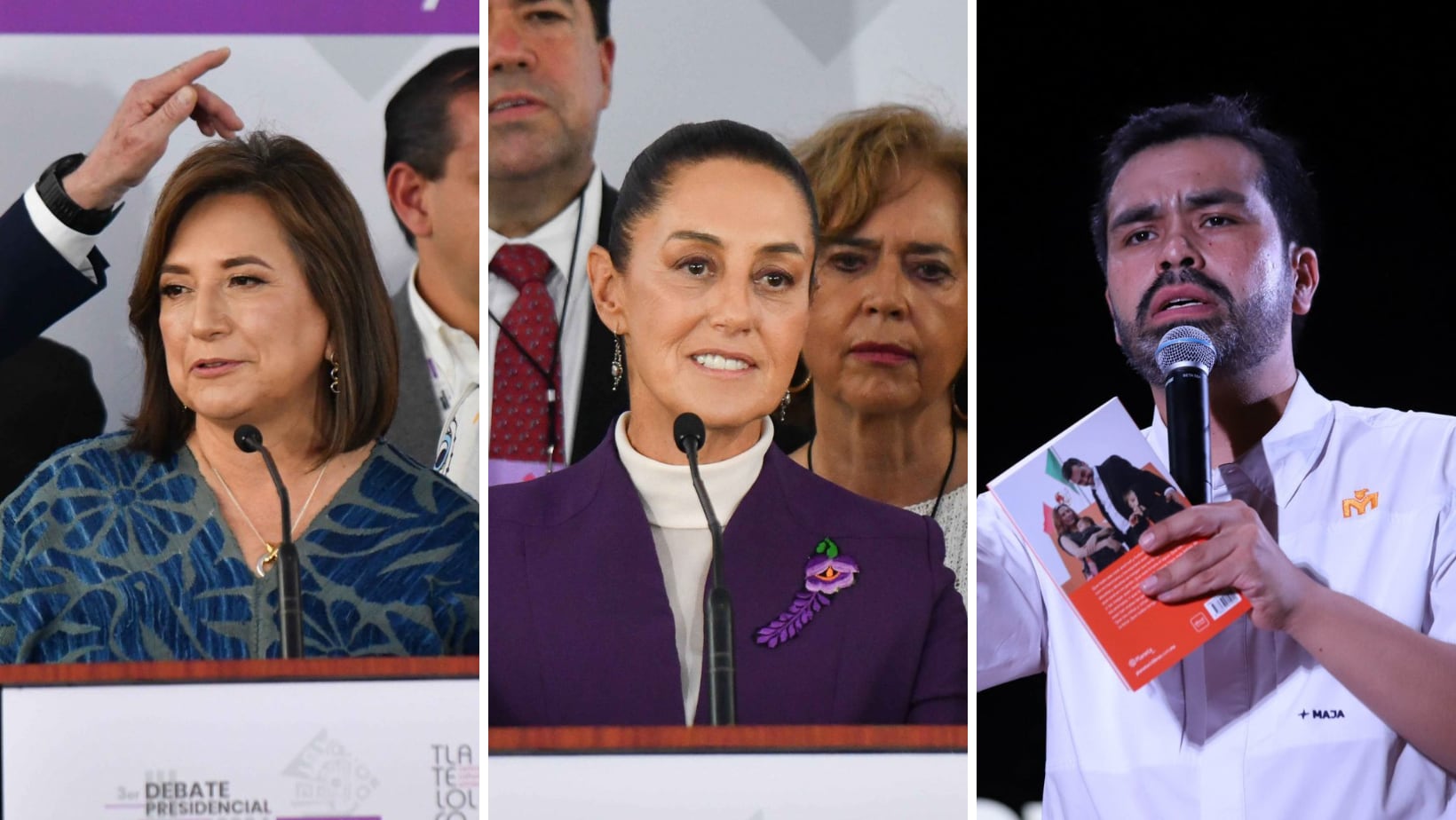 XÓCHITL GÁLVEZ, CLAUDIA SHEINBAUM Y JORGE ÁLVAREZ MÁYNEZ