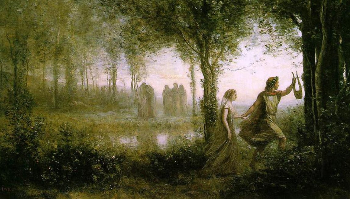 Orfeo guía a Eurídice fuera del Hades