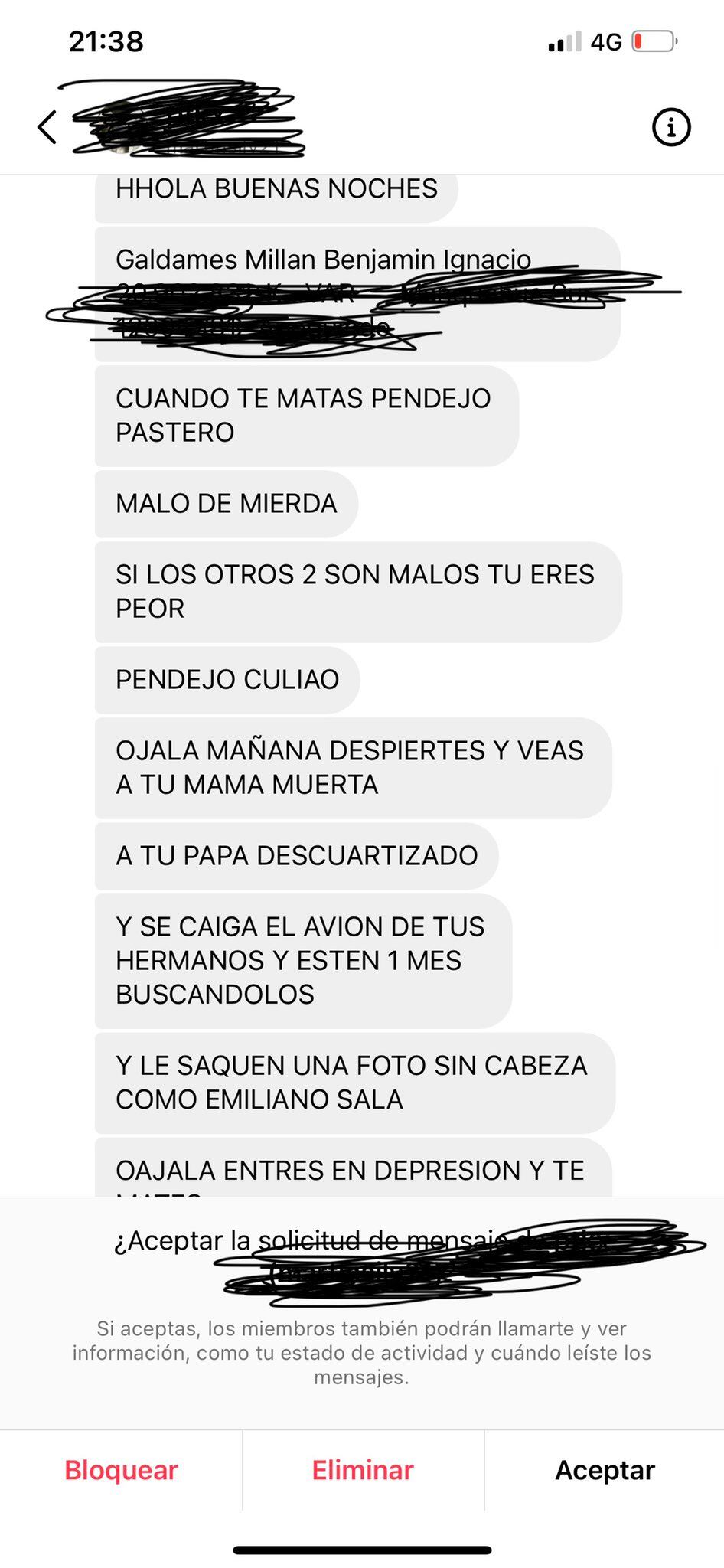 Amenazas a Benjamín Galdames