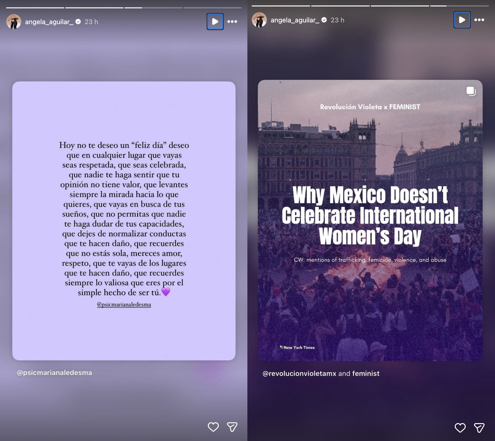 Ángela Aguilar comparte mensajes sobre el Día de la Mujer