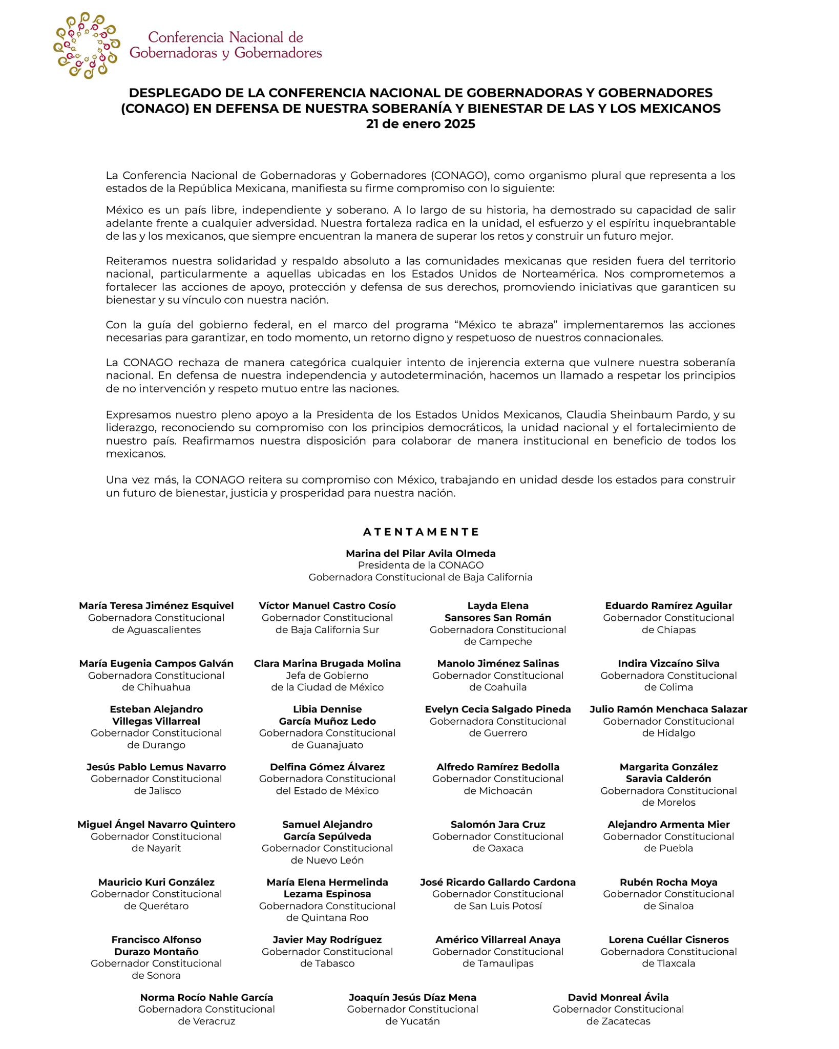 Conago respalda a Claudia Sheinbaum contra decretos de Donald Trump