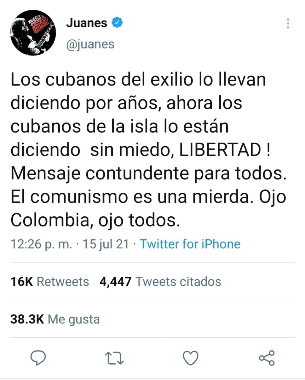 Publicación de Twitter
