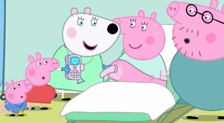 El chequeo médico de Mamá Cerdita embarazada