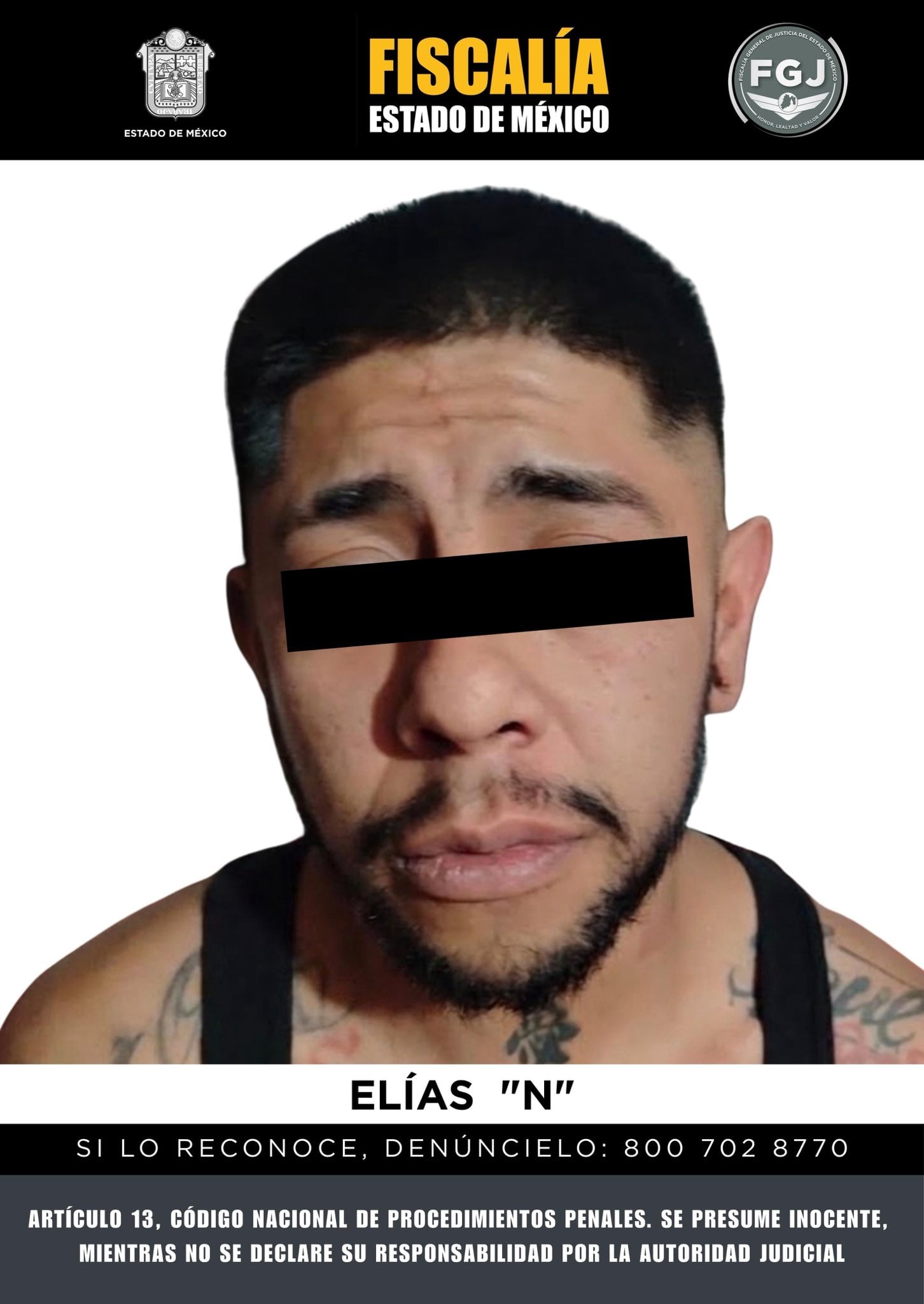 Fiscalía del Estado de México detiene a Elías "N", presunto asesino de Farath Coronel.