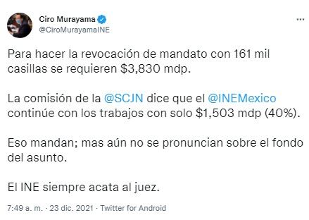 Tuit de Ciro Murayama