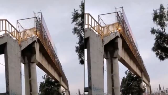 Puente peatonal que se mece con el viento en Puebla/captura de video