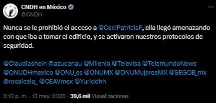 CNDH responde a Ceci Flores.