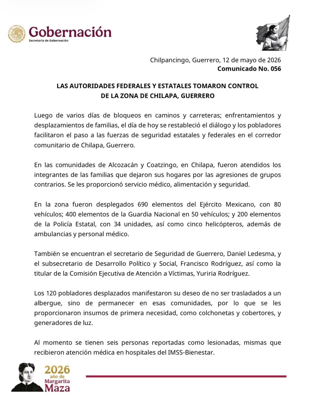 Autoridades recuperan control de Chilapa, Guerrero tras hechos violentos
