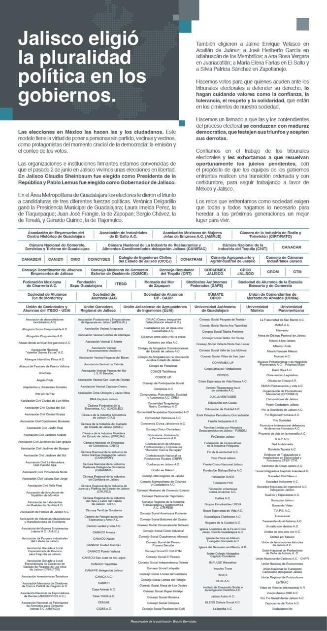 Pablo Lemus es respaldado por más de 200 organizaciones