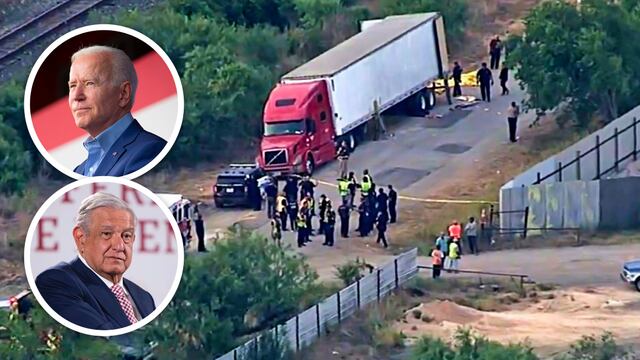 Tráiler abandonado con migrantes en San Antonio, Texas, Estados Unidos; procedería de México