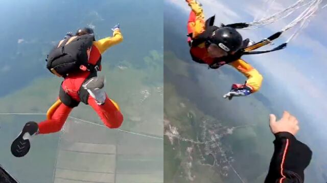 Instructor de paracaidismo le salva la vida a una mujer que no pudo abrir su paracaídas tras saltar de una avioneta