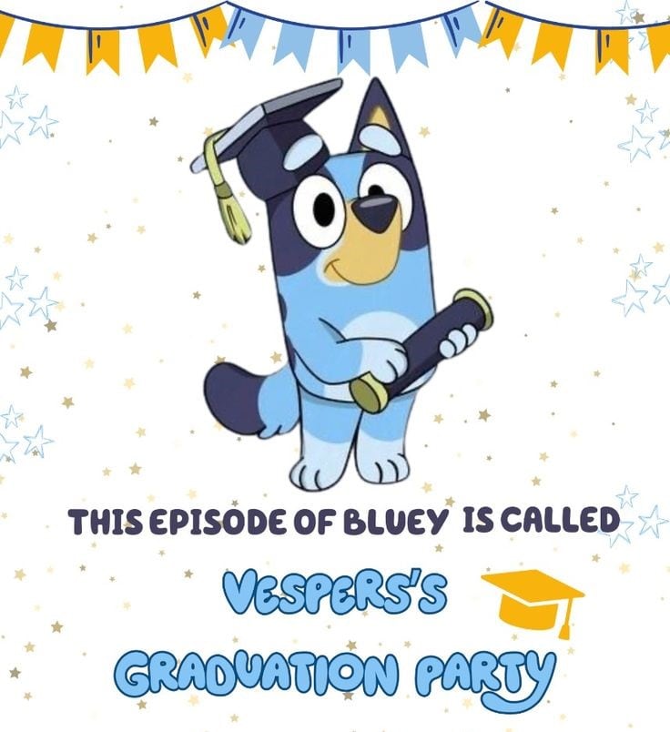 Tarjetas de Bluey para graduación
