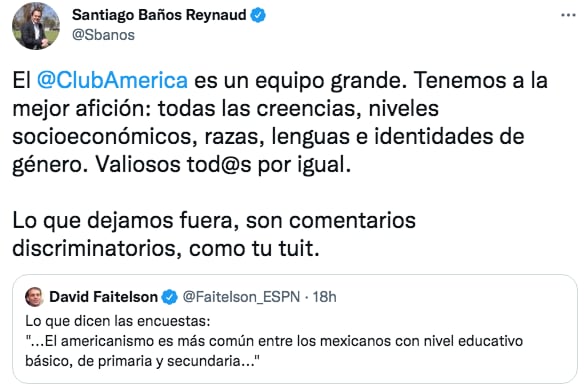 La respuesta de Santiago Baños a David Faitelson