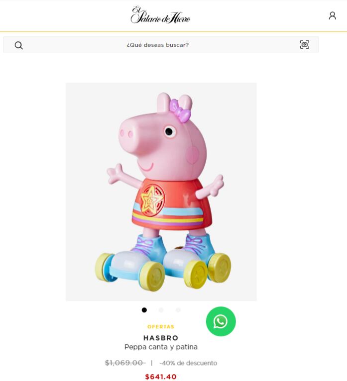Precio en El Palacio de Hierro de Peppa Pig Patinadora