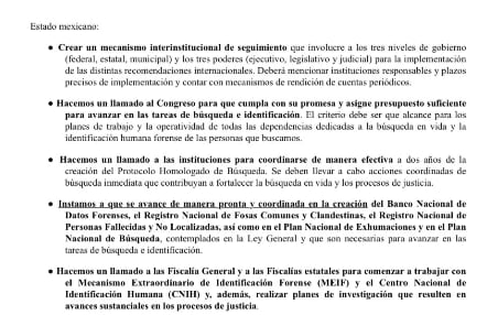 5 peticiones de familias de desaparecidos