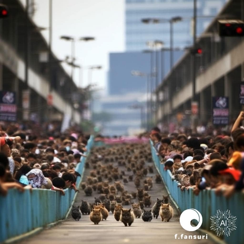 Carrera de gatos hechas por imágenes por inteligencia artificial