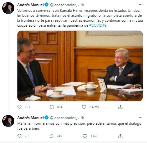AMLO sobre llamada con Kamala Harris