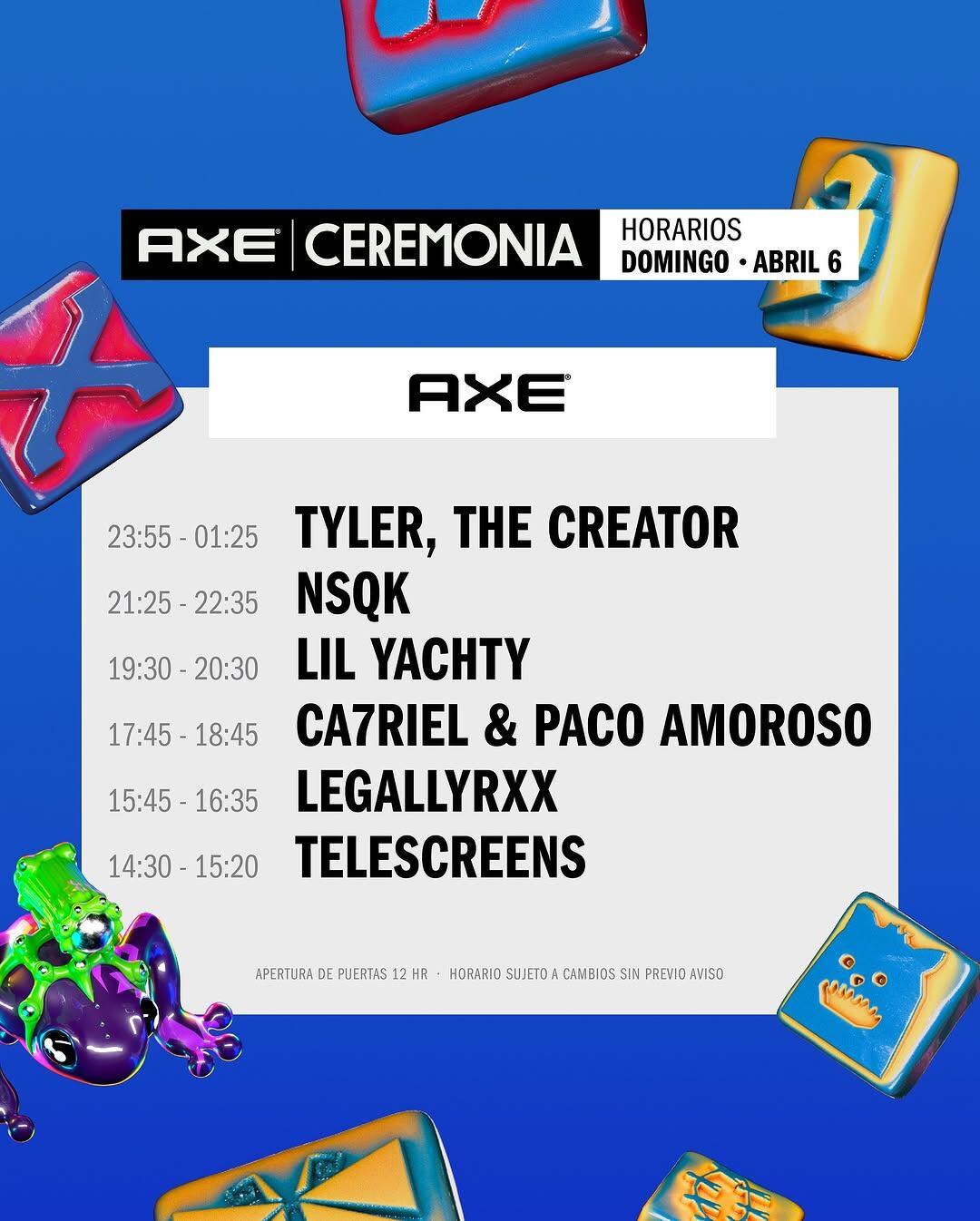 Axe Ceremonia 2025 Horarios por día y escenario