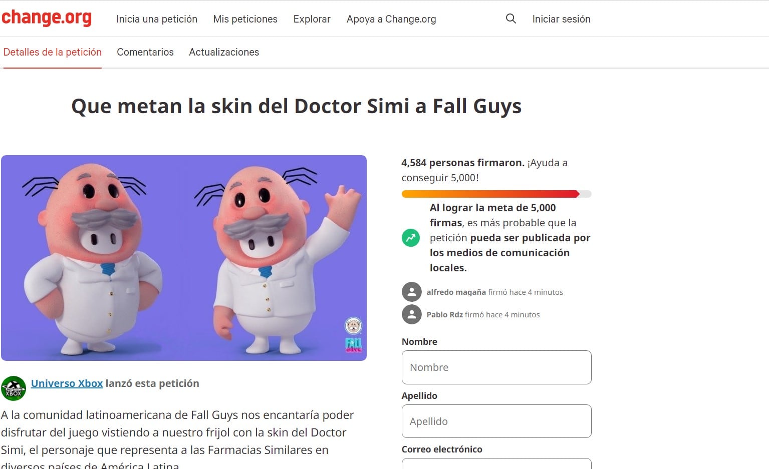 Petición Dr. Simi en Fall Guys