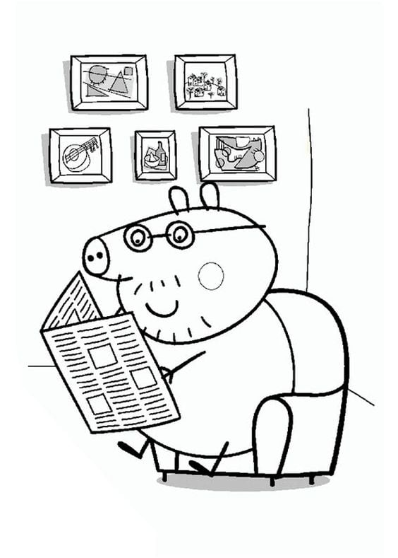 Dibujos de Papá Cerdito, el padre de Peppa Pig, con temática de primavera