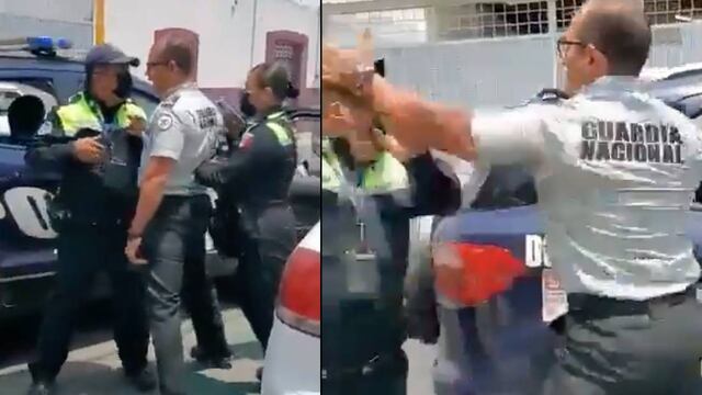 Elemento de la Guardia Nacional golpea e insulta a policías de tránsito