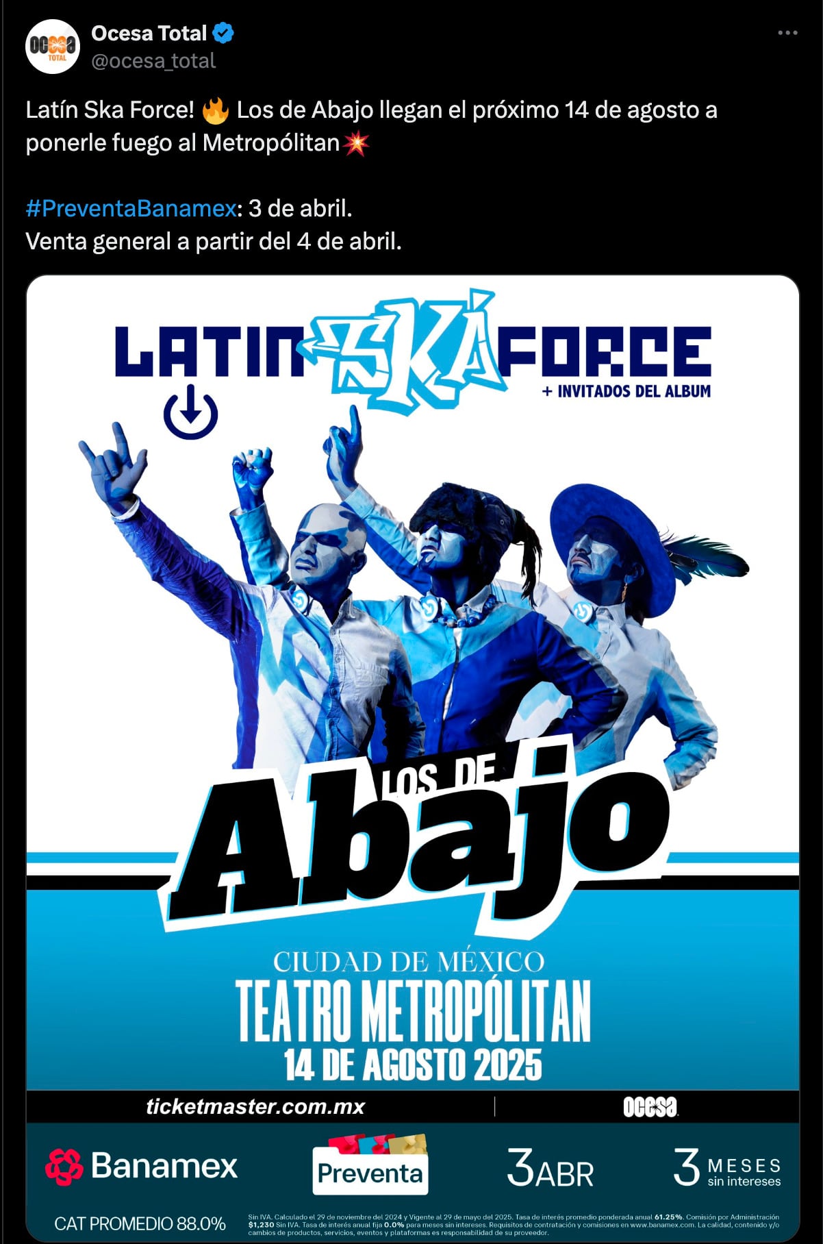 Los de Abajo se presentarán en el Teatro Metropólitan