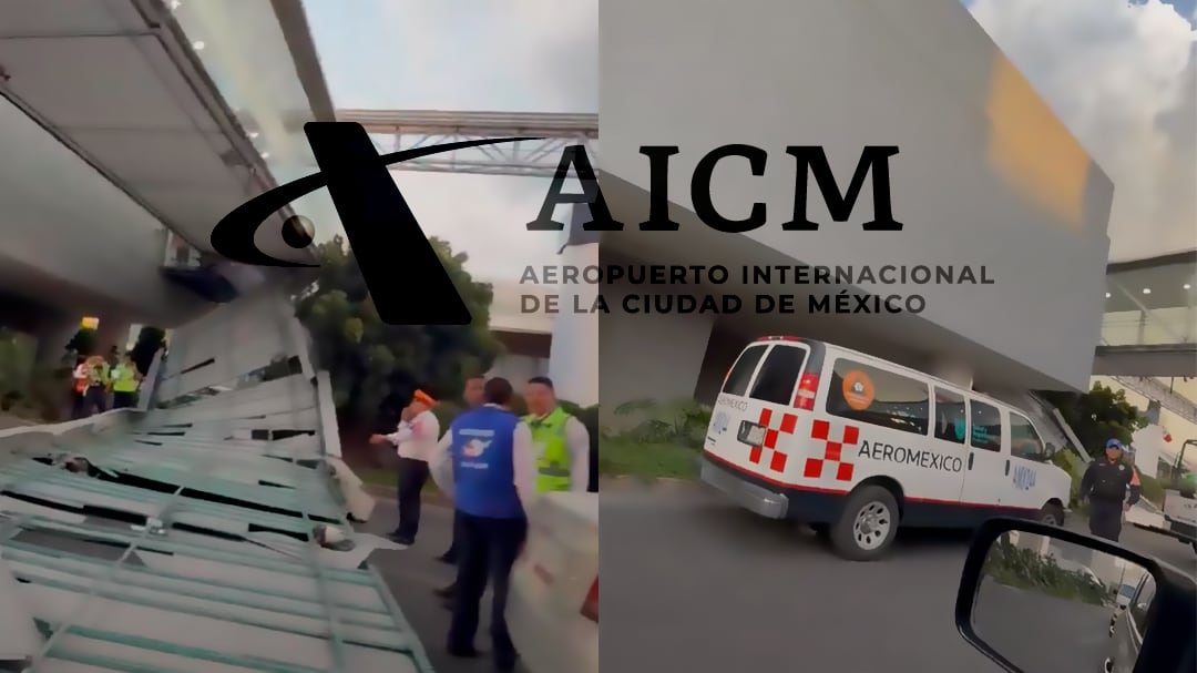 Puente peatonal colapsa en Terminal 1 del AICM; una conductora afectada